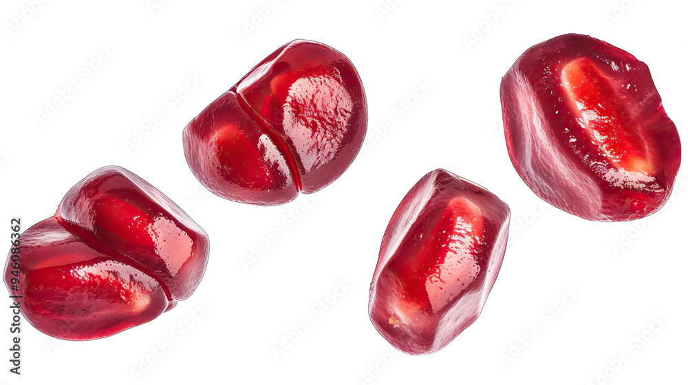 Set of ripe pomegranate and seeds isolate on Transparency Background Set of ripe pomegranate and seeds isolate on Transparency Background