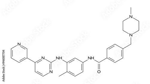 imatinib molecule, structural chemical formula, ball-and-stick model, isolated image antineoplastic agents photo