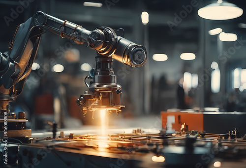 industrial robotic machine in a factory environment