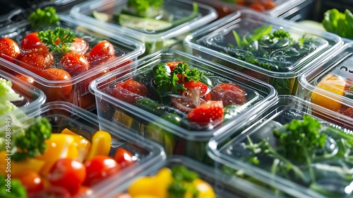 Nanotechnology in food packaging, showing extended shelf life and freshness.