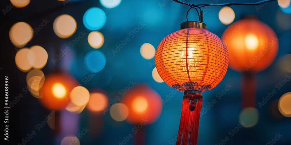 A series of glowing red lanterns create a vibrant and festive atmosphere at night, enhanced by a soft bokeh effect in the background. A series of glowing red lanterns create a vibrant and festive atmosphere at night, enhanced by a soft bokeh effect in the background.