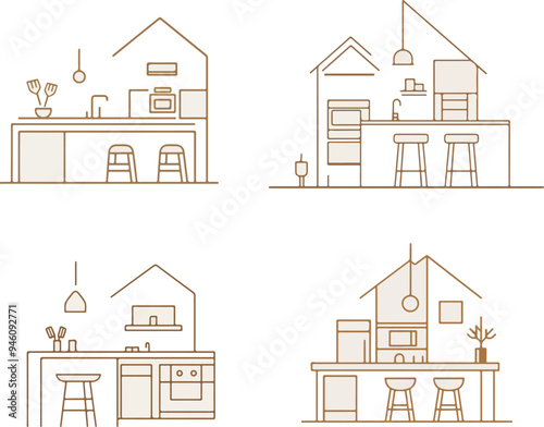 Minimalist Kitchen Line Art