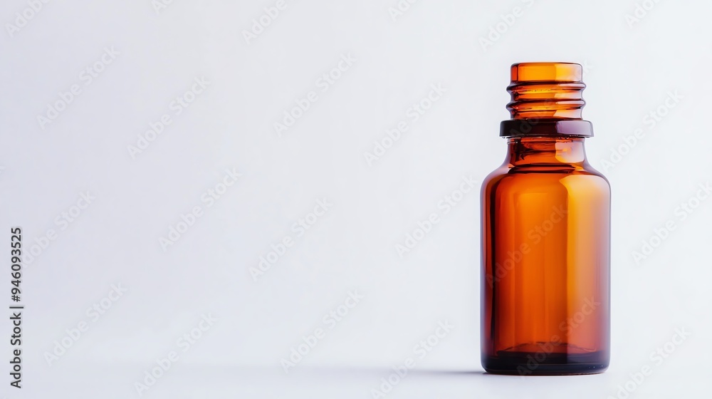 Close-up of vitamin D drops in a glass bottle, immune system support, clean background Close-up of vitamin D drops in a glass bottle, immune system support, clean background