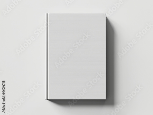 A book with a white cover and no text. The book is rectangular and has a spine