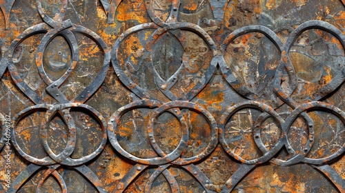 Rusty, textured surface with overlapping circular patterns