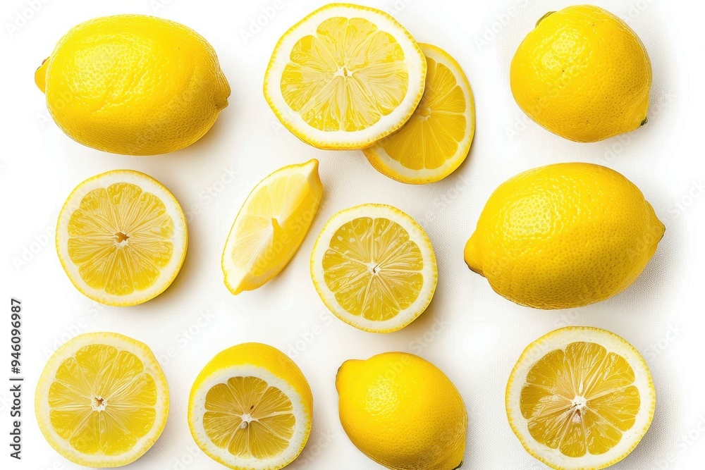 Fototapeta premium Lemons isolated on white background with clipping path