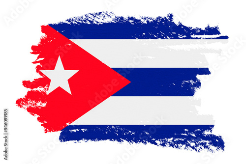 Cuadro en lienzo Flag of Cuba png sticker, paint stroke design, transparent background