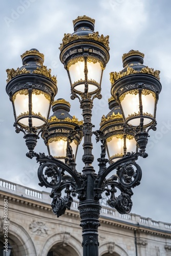 A street lamp with a quote from the French Revolution.