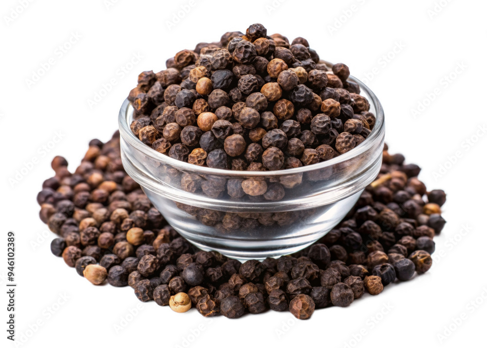 Black Peppercorns on a transparent background.