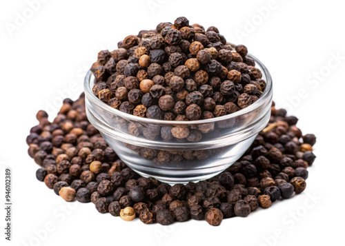 Black Peppercorns on a transparent background.