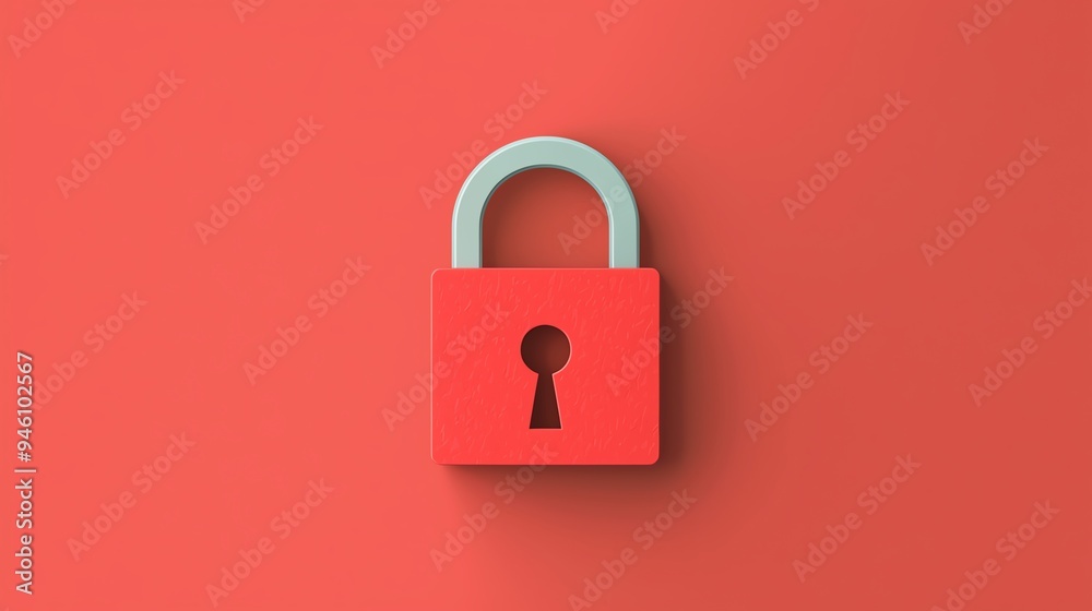 Locked key symbol, padlock and keyhole, flat design illustration Locked key symbol, padlock and keyhole, flat design illustration