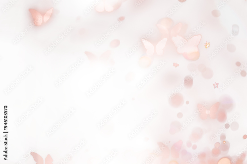 Rose gold butterfly png bokeh border, transparent background