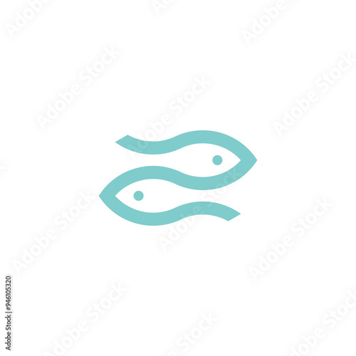 two fish simple sleek creative geometric modern logo design