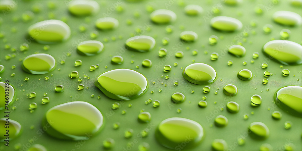Green surface with water droplets in close up, version 14 Green surface with water droplets in close up, version 14