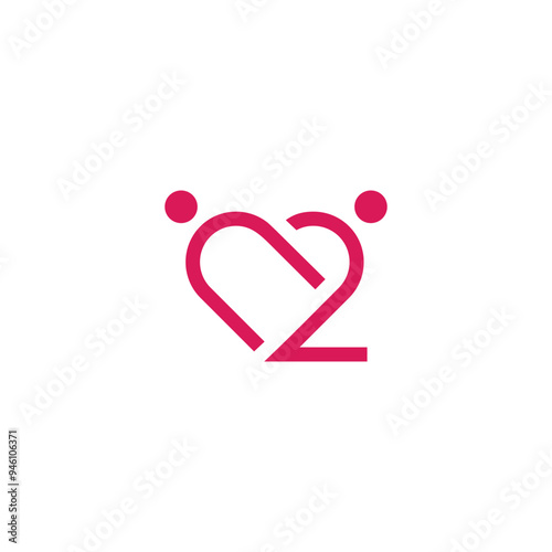two love people simple sleek creative geometric modern logo design