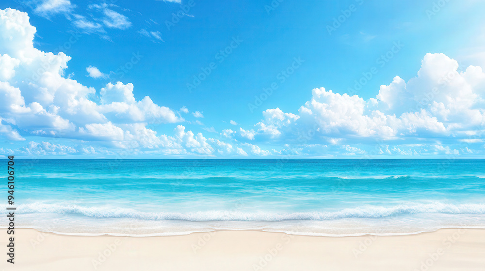 Serene Coastal Daylight Scene, tranquil seaside with gentle waves, soft clouds drifting above, vibrant blue sky, inviting atmosphere, perfect for relaxation or inspiration Serene Coastal Daylight Scene, tranquil seaside with gentle waves, soft clouds drifting above, vibrant blue sky, inviting atmosphere, perfect for relaxation or inspiration
