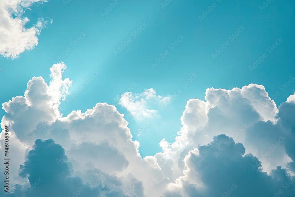 Sun shining through the puffy clouds. Sky view. Beautiful sunny sky. Background with clouds on blue sky. Clouds on blue sky , ai Sun shining through the puffy clouds. Sky view. Beautiful sunny sky. Background with clouds on blue sky. Clouds on blue sky , ai