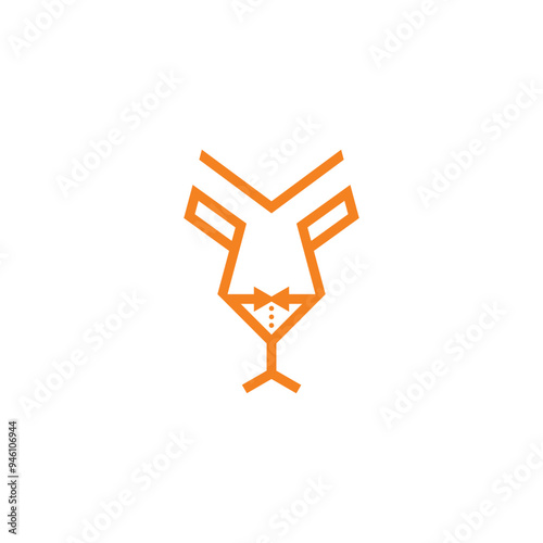 lion bar waiter simple sleek creative geometric modern logo design