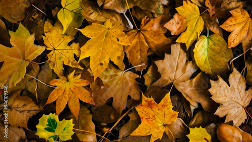 Autumn wallpaper with colored red leaves. Background. AI Generated