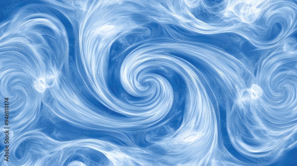 Fototapeta premium The composition features a dynamic swirl of blue water at the center, showcasing the beauty of ocean waves in high resolution, evoking a sense of calmness and energy