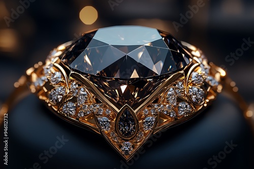 Diamond as a luxury symbol, depicted in an artwork featuring it in an opulent, elaborate jewelry piece