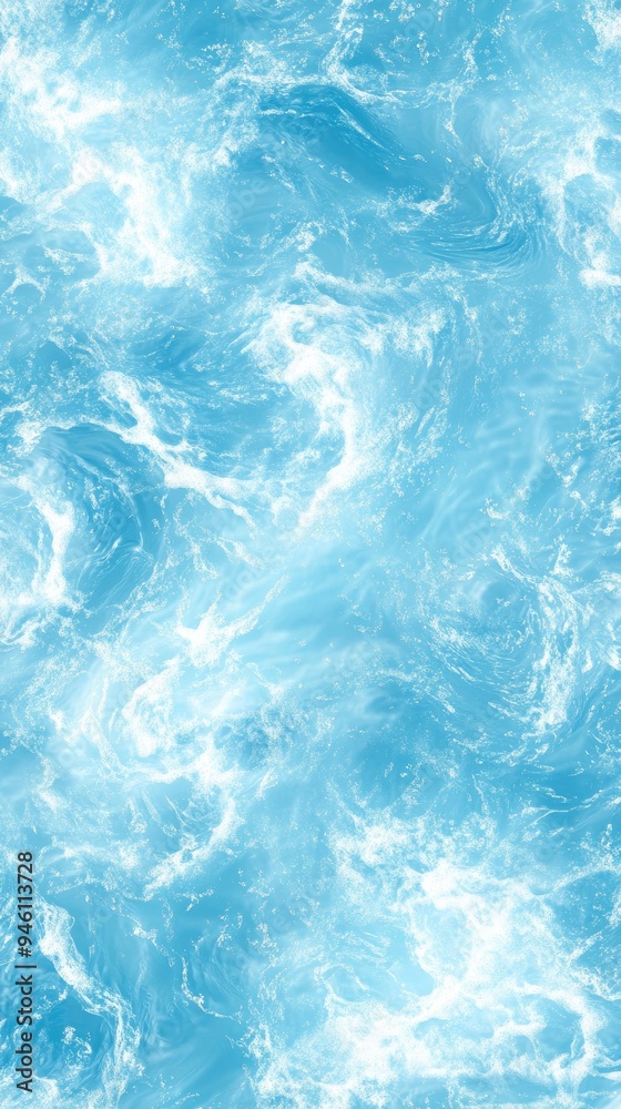 Obraz premium The composition features a dynamic swirl of blue water at the center, showcasing the beauty of ocean waves in high resolution, evoking a sense of calmness and energy