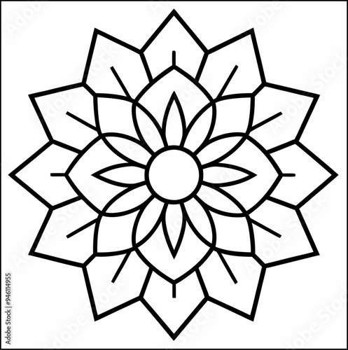 A vector of a hand drown flower outline design Art & Illustration