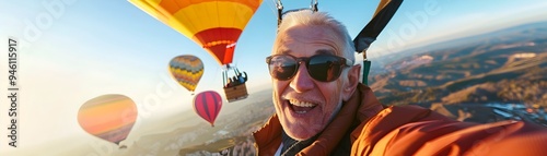 Joyful Elderly Man Taking a...
