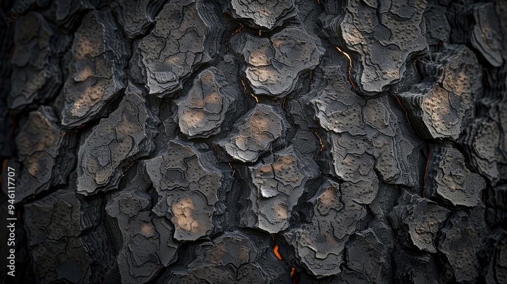 Abstract Texture of Cracked Black Surface with Glowing Lines Abstract Texture of Cracked Black Surface with Glowing Lines