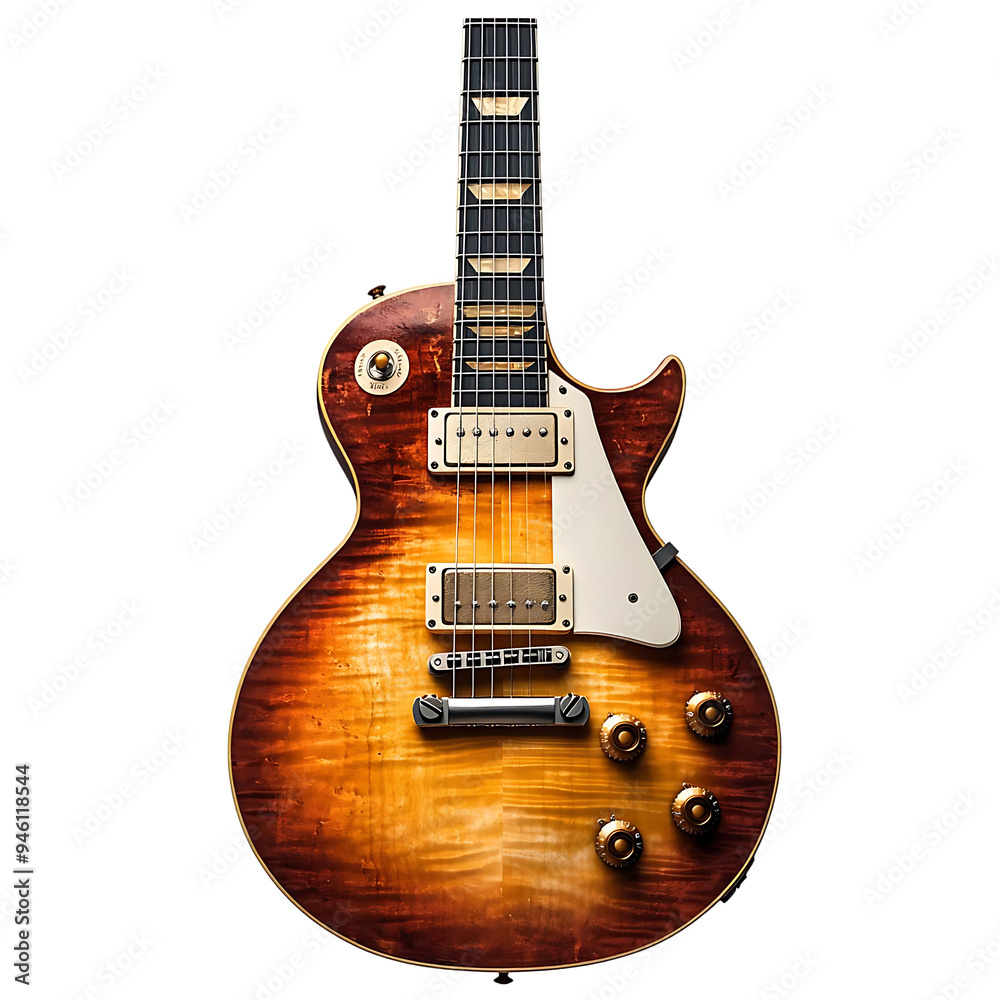 A Vintage Les Paul Guitar with a Transparent Background, Perfect for Music Lovers