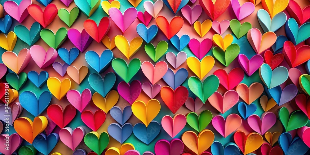 Paper love heart background with vibrant colors perfect for romantic or Valentine's Day designs Paper love heart background with vibrant colors perfect for romantic or Valentine's Day designs