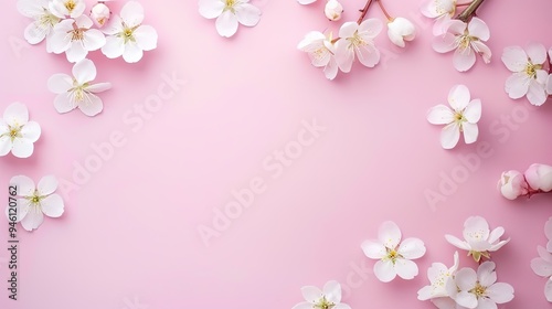 White minimalist romantic flower background. A serene and elegant display of delicate blooms against a pure white backdrop. Symbolizing simplicity and beauty.