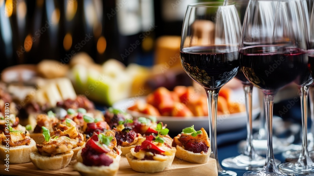 Elegant Corporate Dinner Setup with Wine Glasses Elegant Corporate Dinner Setup with Wine Glasses