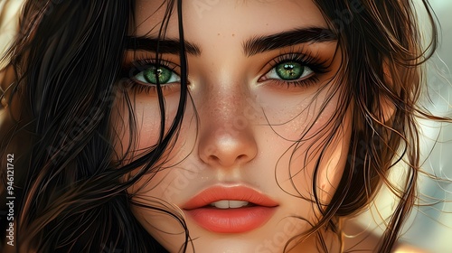 Portrait of a Woman with Green Eyes.