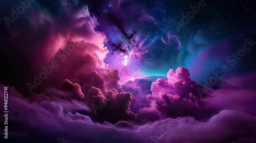 Cosmic Cloudscape Purple and Blue Nebula with Stars