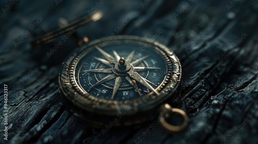 old compass on old map old compass on old map