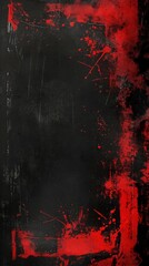 Bold black canvas with striking red accents and grunge texture. Dynamic contrast creates edgy atmosphere. High-resolution image for contemporary designs, modern art, urban themes.
