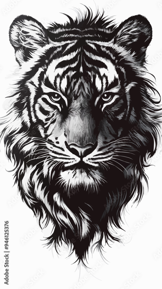 Tiger Tattoo Design on White Background - Vector Art Tiger Tattoo Design on White Background - Vector Art