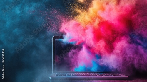 Vibrant Explosion of Color from Laptop Screen