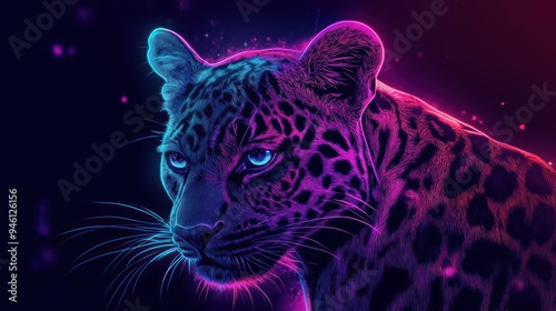 Neon Leopard Portrait