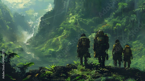 Explorers in a Lush Jungle.