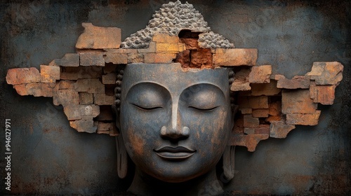 Buddha image Holiness in Buddhism in the art style of Cambodian painting