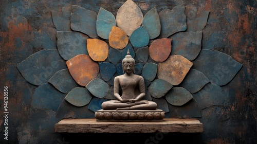 Buddha image Holiness in Buddhism in the art style of Cambodian painting