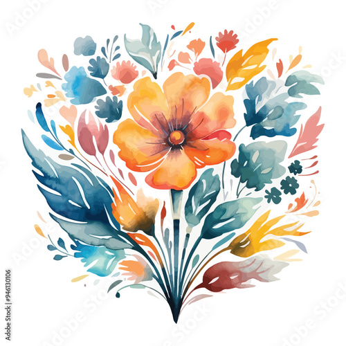 Beautiful watercolor floral on white background