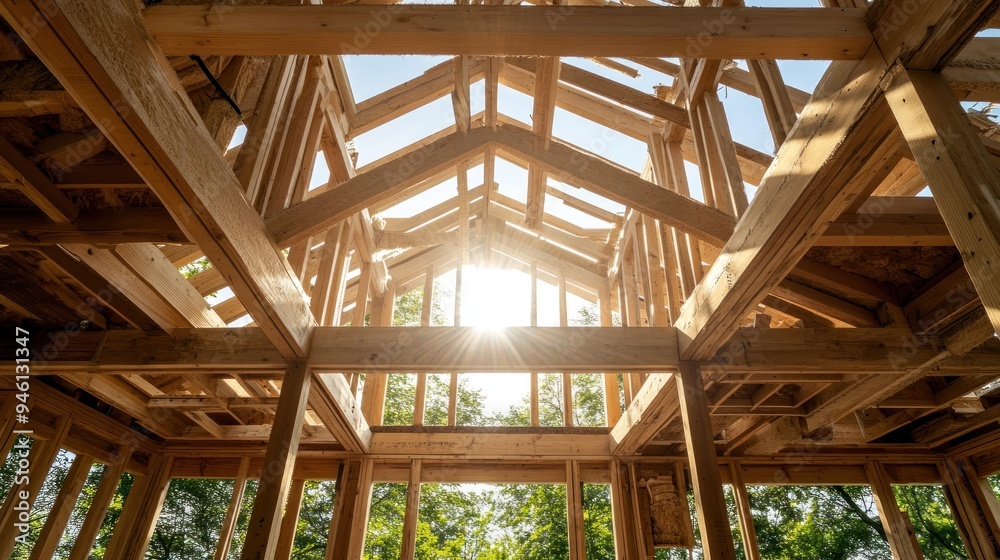 Sunlight Through the Roof of a House Under Construction Sunlight Through the Roof of a House Under Construction