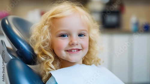 Happy young patient at the dentist's office