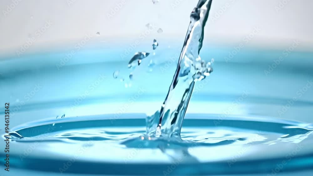 Droplet's Dance: Slow Motion Water Drop Creating Perfect Ripples Droplet's Dance: Slow Motion Water Drop Creating Perfect Ripples