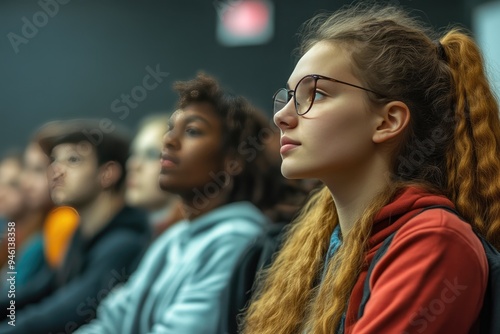 College Students Paying Attention in Class