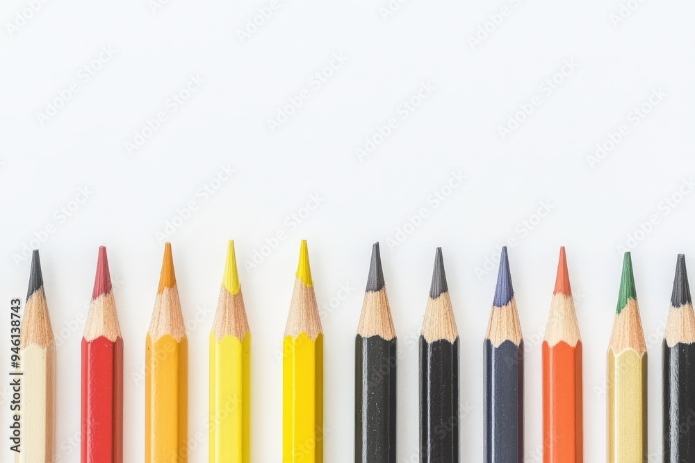 A selection of colored pencils, each with a different color lead.