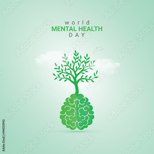 Creative Mental Health Day ads design. World Mental Health Day, Celebrated in United States in October 10, vector, 3d illustration photo